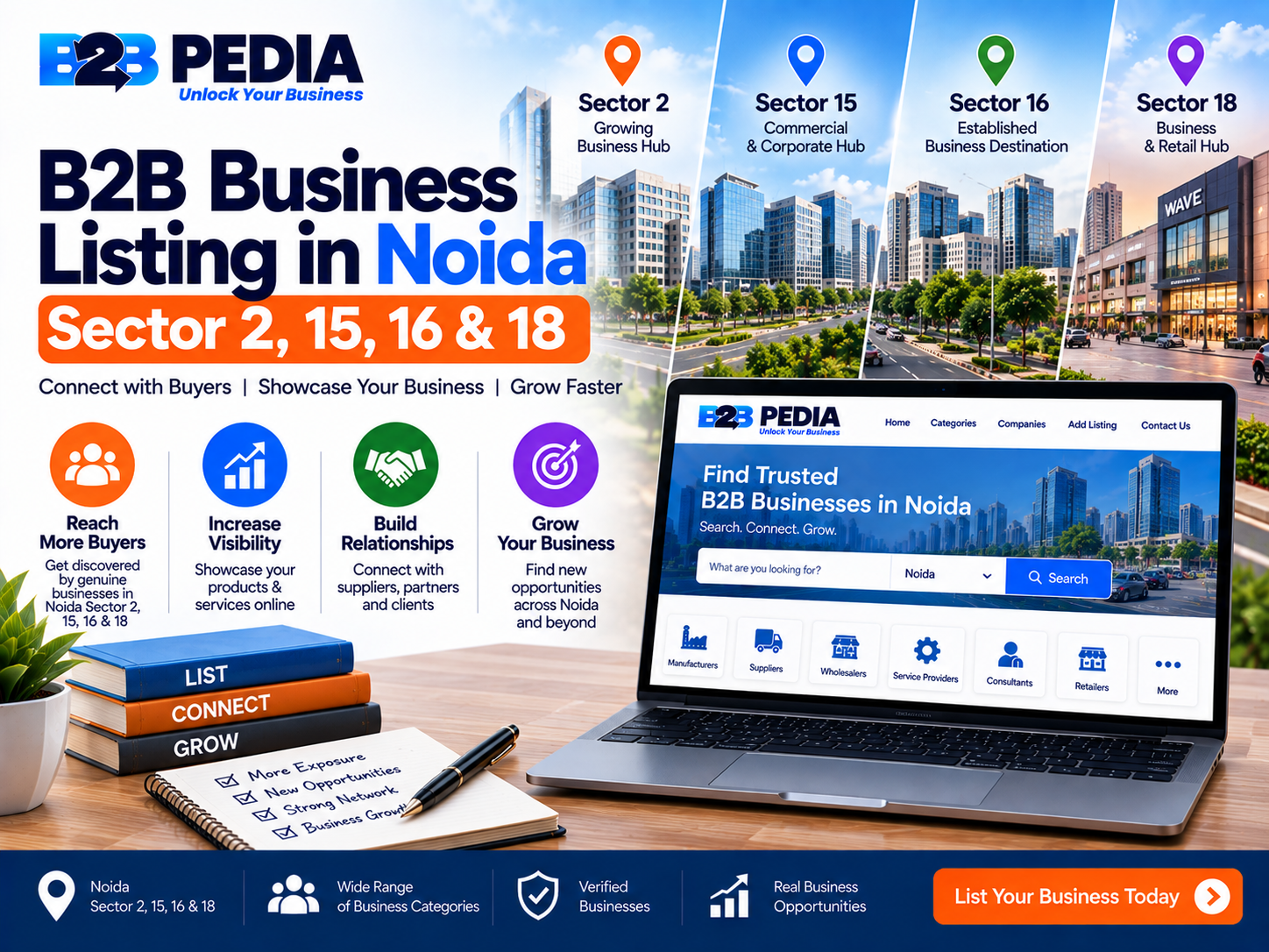 B2B Business Listing in Noida Sector 2, 15, 16 & 18 for Better Business Growth